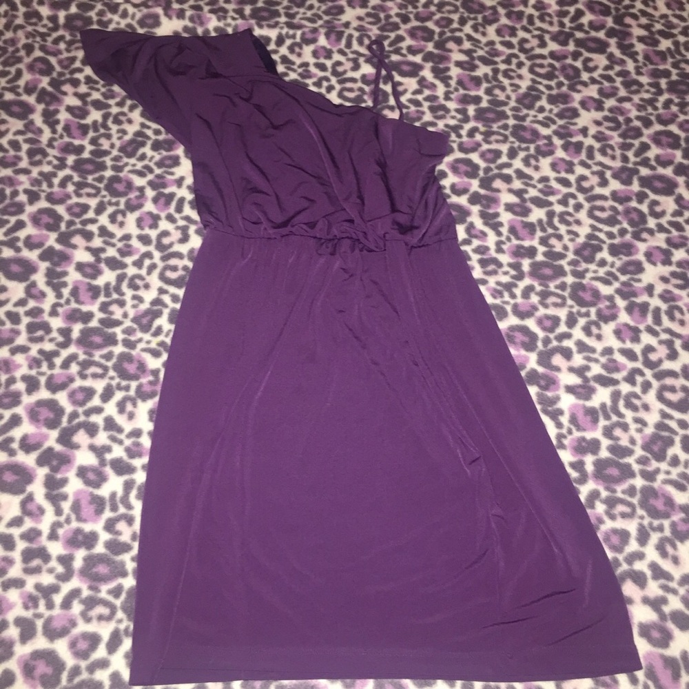 Purple one shoulder dress